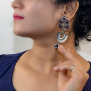Padma Silver Oxidised Pushp Deep Earring Wax Colors