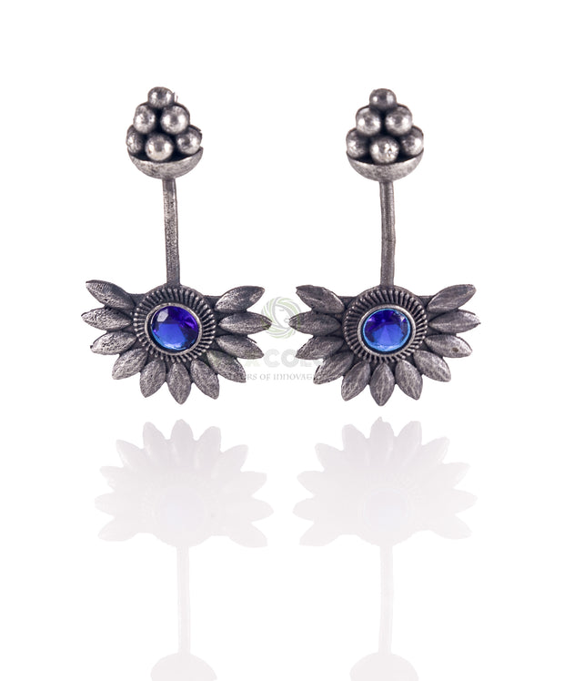 Padma Silver Oxidised Floral Earring Wax Colors