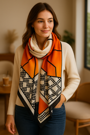 Viscose printed checkers bridge stole Wax Colors