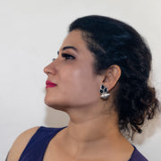 Padma Silver Oxidised Shankh Earring Wax Colors