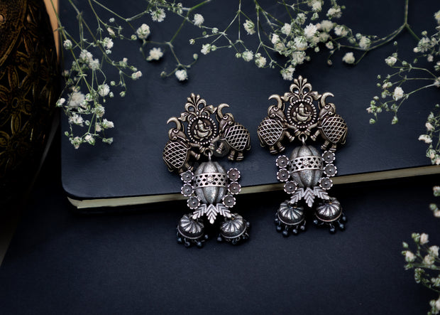 BuySend Floral Silver Oxidised Earrings Online FNP