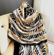 Viscose printed golden chain pattern  stole Wax Colors