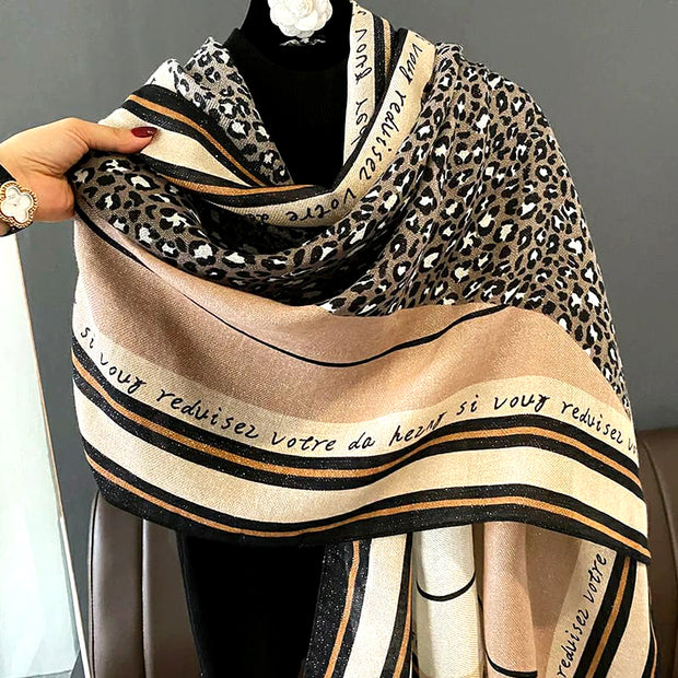 Viscose printed Brown Leopard  stole Wax Colors